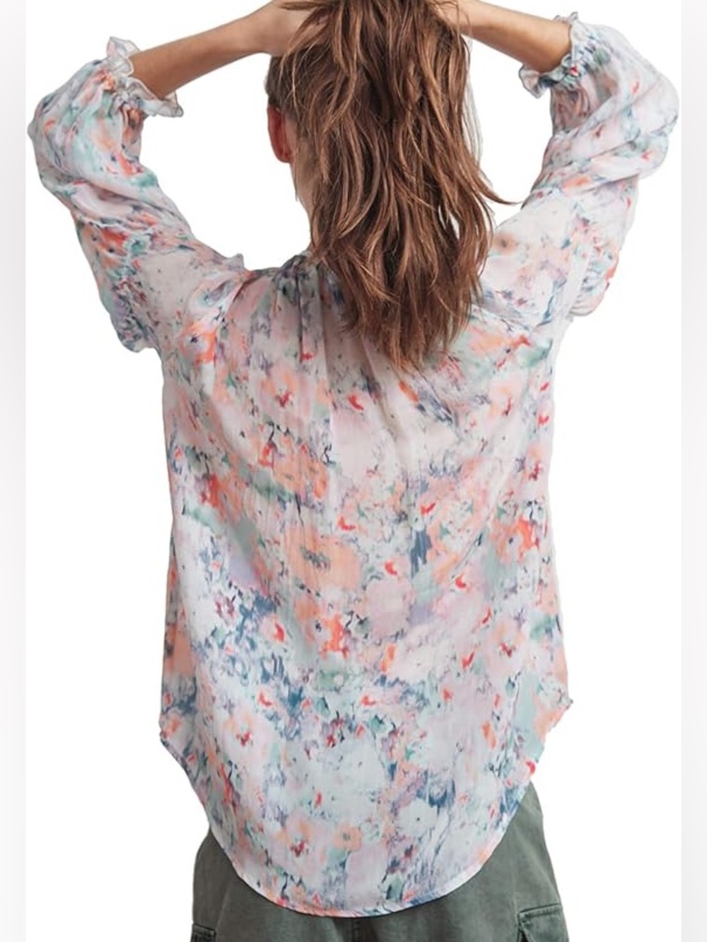 Anthropologie (Velvet By Graham & Spencer) Watercolor Floral Blouse, XL NWT